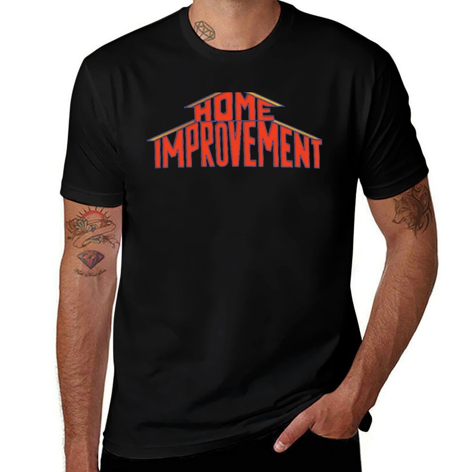 Home Improvement Logo - 홈 인테리어 로고 90년대 티셔츠 여름